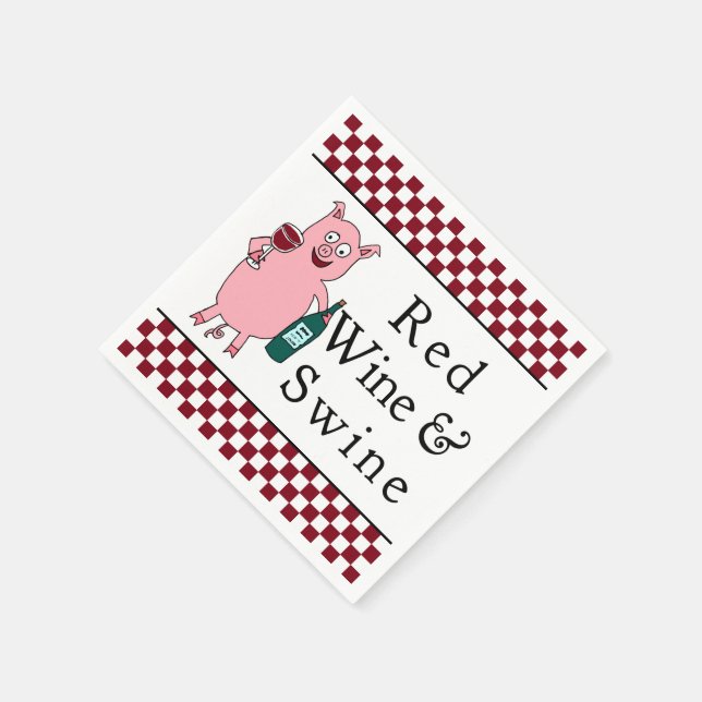 Serviette En Papier Vin rouge et porc (Coin)