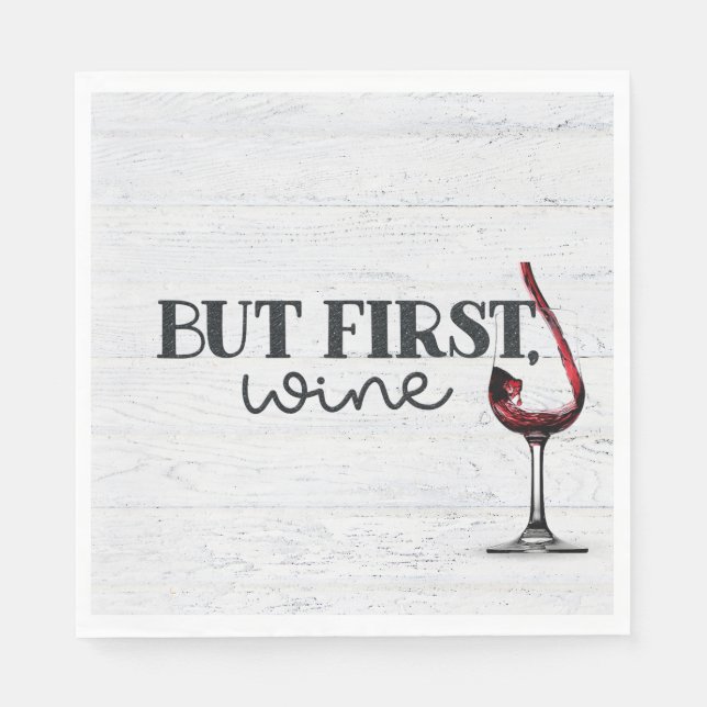 Serviette En Papier Vin Rouge Parlé Sur Bois Blanchi (Devant)