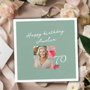 Serviette En Papier Vin rouge Verre aquarelle Photo fête d'anniversair