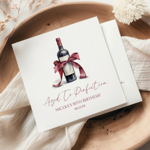 Serviette En Papier Vin Rouge Vieilli à la Perfection Bow Anniversaire