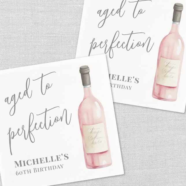 Serviette En Papier Vin Simple Âgé À Parfait Anniversaire (Wine Simple Aged To Perfection Birthday Napkins)