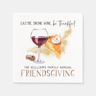 Serviette En Papier Vin & Tarte Soirée Friendsgiving de Thanksgiving