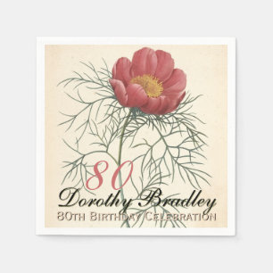 Serviette En Papier Vinatge Botanical Peony 80th Birthday Party PPN