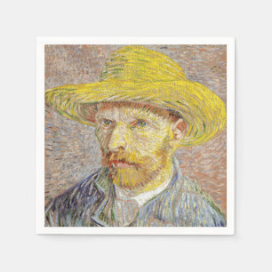 Serviette En Papier Vincent van Gogh - Autoportrait au chapeau de pail