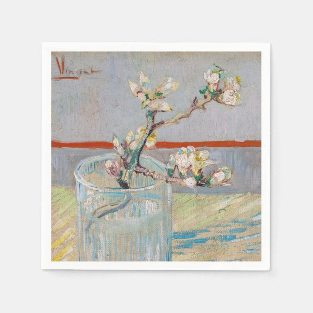 Serviette En Papier Vincent van Gogh - Branche d'amandes en verre (Devant)