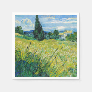 Serviette En Papier Vincent van Gogh - Champ de blé vert avec Cypress