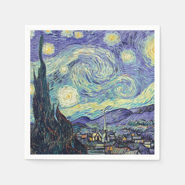 Serviette En Papier Vincent Van Gogh La Nuit étoilée (Devant)