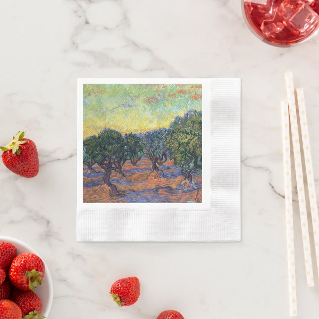 Serviette En Papier Vincent Van Gogh Olive Grove Impressionnisme Art (En situation)