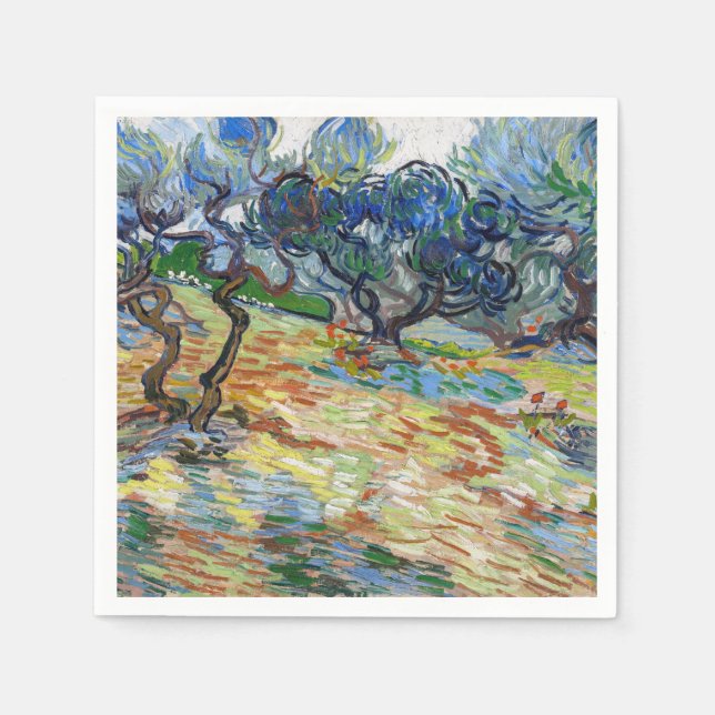 Serviette En Papier Vincent van Gogh - Oliviers : Ciel bleu vif (Devant)