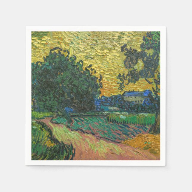Serviette En Papier Vincent van Gogh - Paysage à Twilight (Devant)