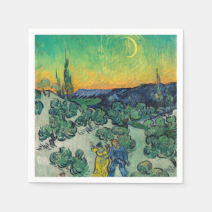 Serviette En Papier Vincent van Gogh - Paysage Lune avec couple