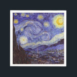 Serviette En Papier Vincent Van Gogh Starry Nuit Vintage Art<br><div class="desc">Vincent van Gogh Starry Night Art Peinture Starry Night est un tableau de l'artiste post-impressionniste néerlandais Vincent van Gogh. Le ciel bleu de la nuit est rempli de nuages tourbillonnants, d'étoiles et d'une lune brillante croissant. La Nuit étoilée est la seule nocturne de la série de vues depuis la fenêtre...</div>
