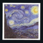 Serviette En Papier Vincent Van Gogh Starry Nuit Vintage Art<br><div class="desc">Vincent van Gogh Starry Night Art Peinture Starry Night est un tableau de l'artiste post-impressionniste néerlandais Vincent van Gogh. Le ciel bleu de la nuit est rempli de nuages tourbillonnants, d'étoiles et d'une lune brillante croissant. La Nuit étoilée est la seule nocturne de la série de vues depuis la fenêtre...</div>