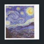 Serviette En Papier Vincent Van Gogh Starry Nuit Vintage Art<br><div class="desc">Vincent van Gogh Starry Night Art Peinture Starry Night est un tableau de l'artiste post-impressionniste néerlandais Vincent van Gogh. Le ciel bleu de la nuit est rempli de nuages tourbillonnants, d'étoiles et d'une lune brillante croissant. La Nuit étoilée est la seule nocturne de la série de vues depuis la fenêtre...</div>