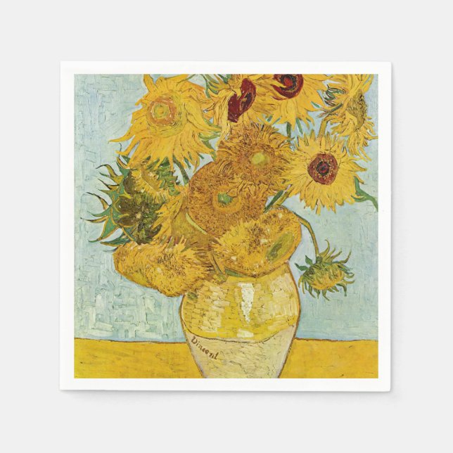 Serviette En Papier Vincent Van Gogh - Vase avec douze tournesols (Devant)