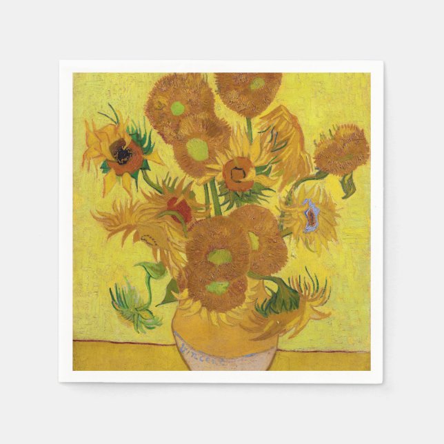 Serviette En Papier Vincent van Gogh - Vase avec quinze tournesols (Devant)