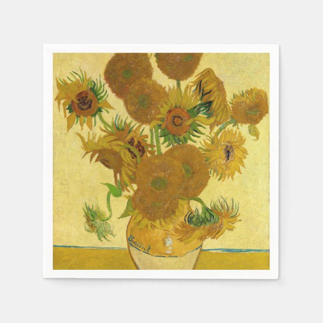 Serviette En Papier Vincent van Gogh - Vase avec quinze tournesols (Devant)