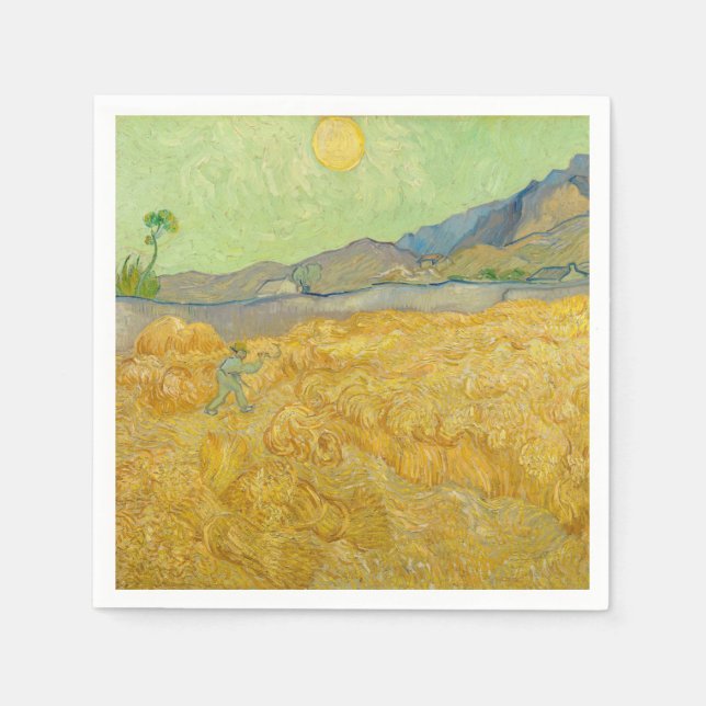 Serviette En Papier Vincent van Gogh - Wheatfield avec une Faucheuse (Devant)