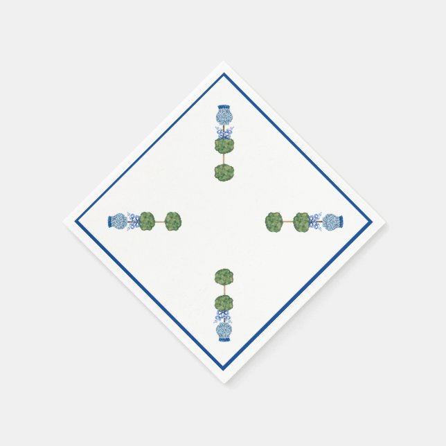 Serviette En Papier Vine Topiaire de Jar Ginger Bleu (Coin)