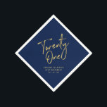 Serviette En Papier Vingt et un | Modern Navy Blue 21st Birthday Party<br><div class="desc">Cette serviette en papier personnalisée ajoutera des détails élégants à votre célébration du 21e anniversaire. Ce design est composé d'une simple écriture en or chic "Twenty One" avec du texte personnalisé sur un arrière - plan bleu marine. Des invitations et des fournitures de fête correspondants sont disponibles dans ma boutique...</div>