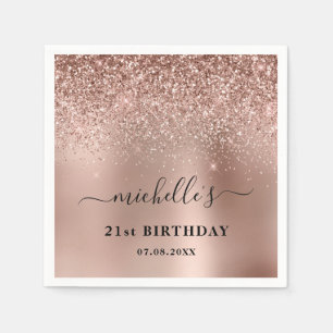 Serviette En Papier Vingt-et-unième anniversaire Rose Gold Parties sci