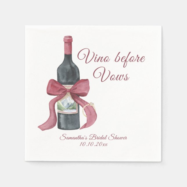 Serviette En Papier Vino before vows Bridal Shower (Devant)
