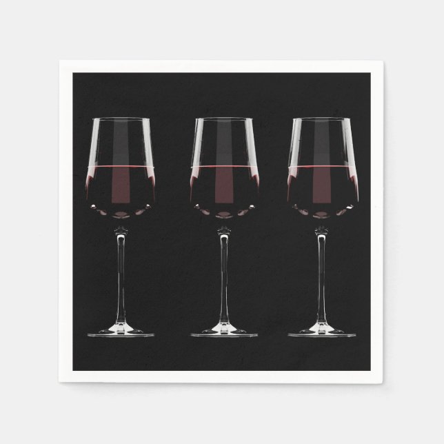 Serviette En Papier Vins avec vin rouge sur noir (Devant)