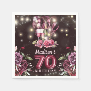 Serviette En Papier Vins et ballons 70e anniversaire Personnalisé