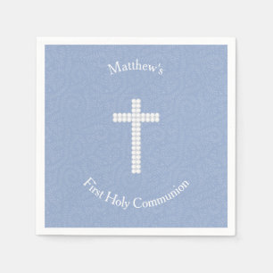 Serviette En Papier Vins et rayures bleues communion