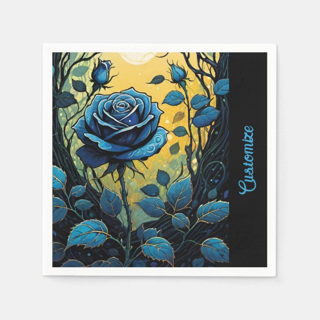 Serviette En Papier Vins Roses bleus 2 (Devant)