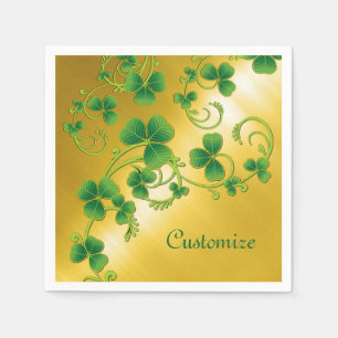 Serviette En Papier Vins shamrocks Vertes et Gold Napkins