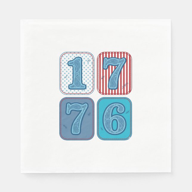 Serviette En Papier Vintage 1776 Patchwork Patriotique (Devant)