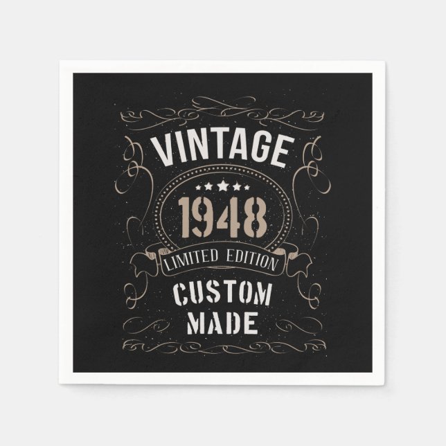 Serviette En Papier Vintage 1948 Limited Edition Custom made Card (Devant)