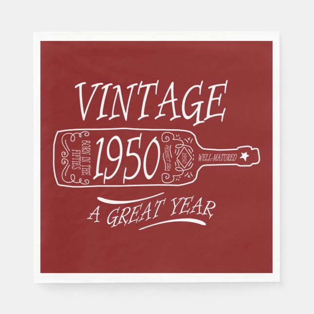 Serviette En Papier Vintage 1950 Une excellente année (Devant)