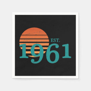 Serviette En Papier Vintage 1961 60e anniversaire Retro Sunset