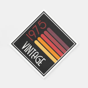 Serviette En Papier Vintage 1975 Retro Stripe Sun 50e anniversaire