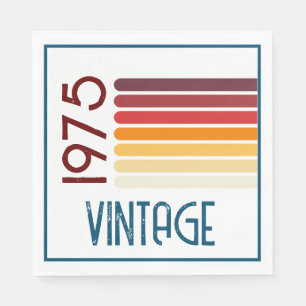 Serviette En Papier Vintage 1975 Retro Stripe Sun 50e anniversaire
