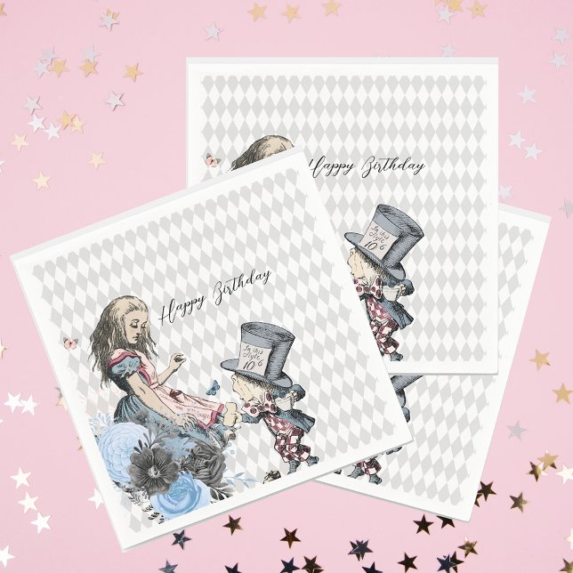 Serviette En Papier Vintage Alice & Hatter Mad Personnalisable (Créateur téléchargé)