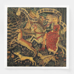 Serviette En Papier Vintage Allemagne Moyen-Age Renaissance Love Chass