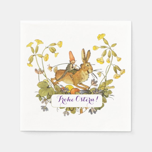 Serviette En Papier Vintage allemand Pâques (Devant)