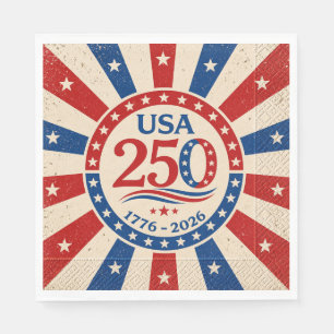 Serviette En Papier Vintage Amérique 250 Serviettes Fête Patriotique U