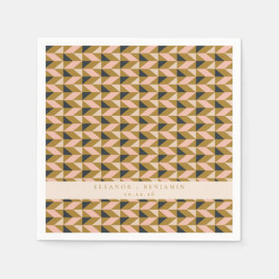 Serviette En Papier Vintage Art Déco Blush Gold Black Mariage personna