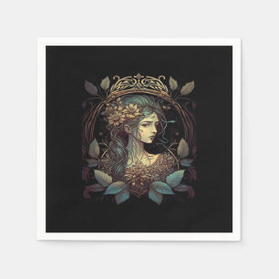 Serviette En Papier Vintage Art Nouveau Whimsigoth Femme En Turquoise