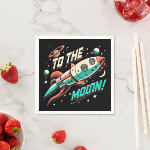 Serviette En Papier Vintage Au Moon Rocket ship