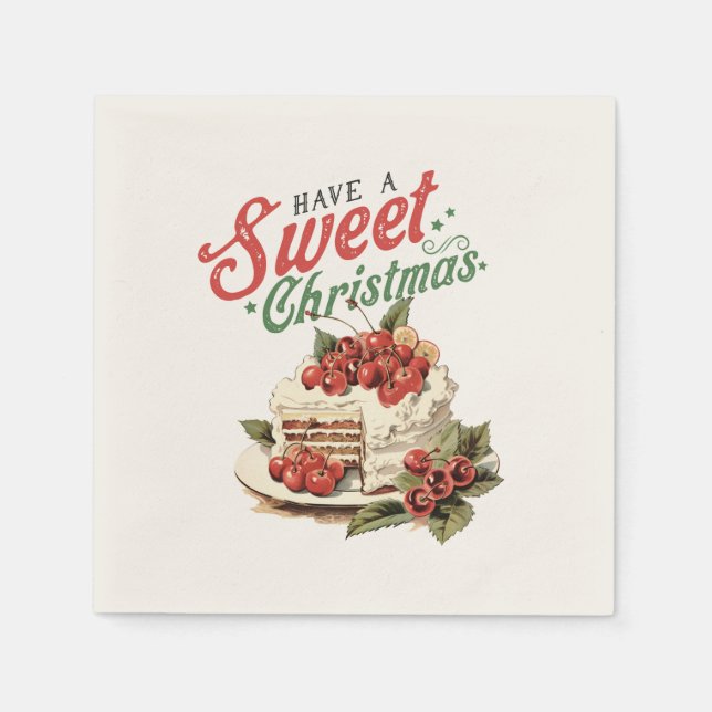Serviette En Papier Vintage "Ayez un bon Noël" (Devant)