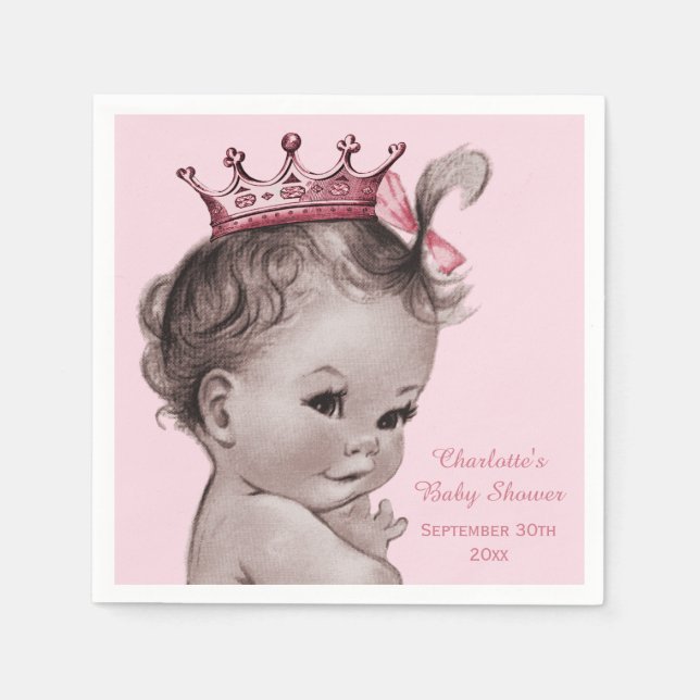 Serviette En Papier Vintage Baby shower Princesse Personnalisé (Devant)