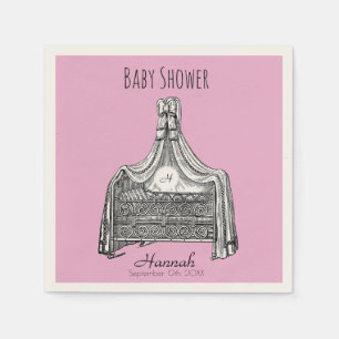 Serviette En Papier Vintage bébé Lit Monogramme Baby shower Napkin 1