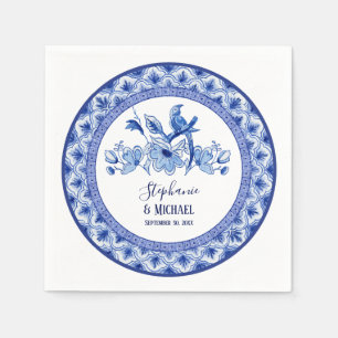 Serviette En Papier Vintage Bird Chinoiserie Marine Floral Fête des ma