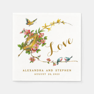 Serviette En Papier Vintage Birds Love Mariage Papier serviettes