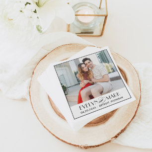 Serviette En Papier Vintage Black Art Déco Mariage Monogramme Photo